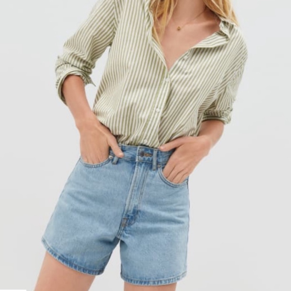 Everlane Women The A-Line Denim Short Powder Blue